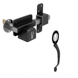 Gatemate-Euro-Profile-Lock black handle